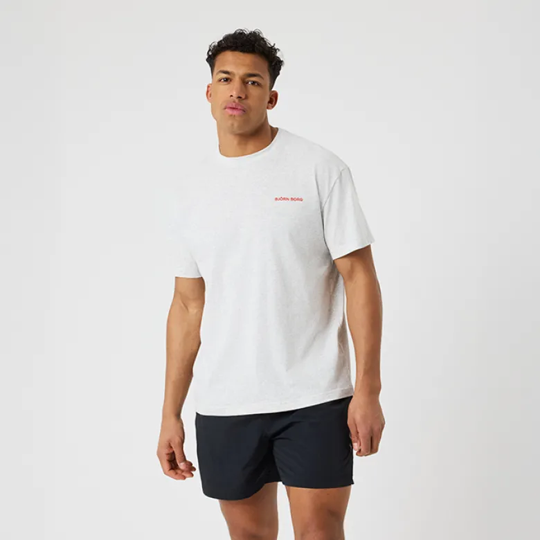 Borg Gym Oversized T-Shirt, Ultra Light Grey Melange
