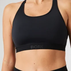 Borg Low Support Sports Bra, Black Beauty