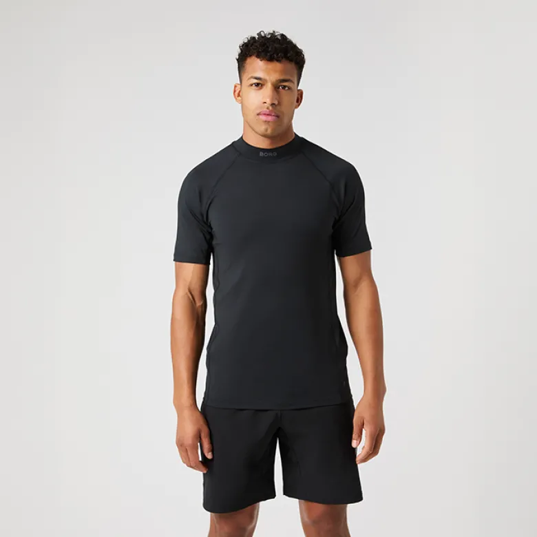 Borg Mock Neck T-Shirt, Black Beauty