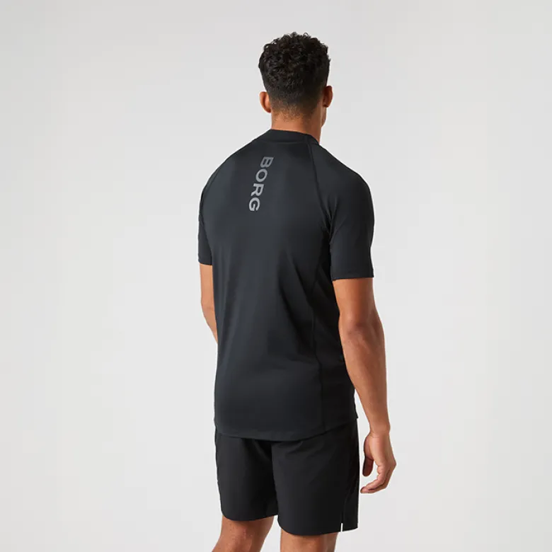 Borg Mock Neck T-Shirt, Black Beauty
