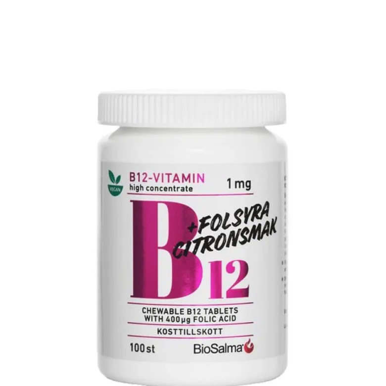 B12 Vitamin 1mg + Folsyra 100 tabletter