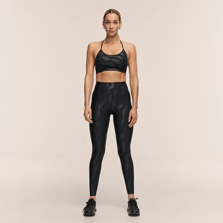 Casall Sleek Strappy Sports Bra Printed Black Geo