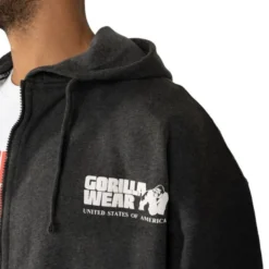 Classic Oversized Zipped Hoodie, Dark Grey Melange
