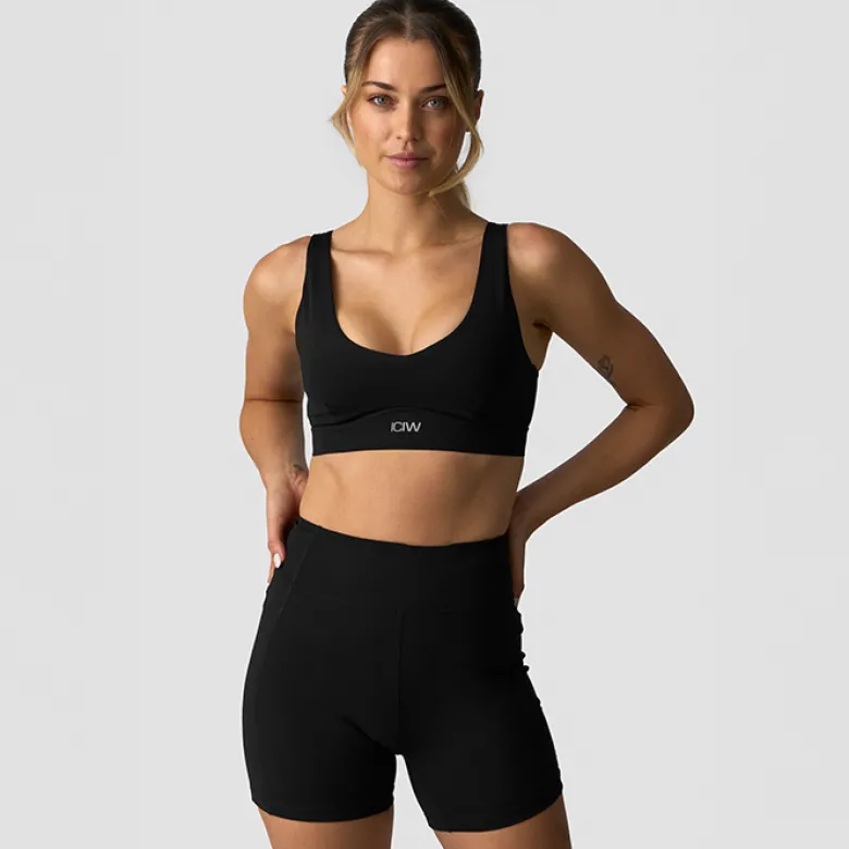 Essential Mid Support Sports Bra, Black