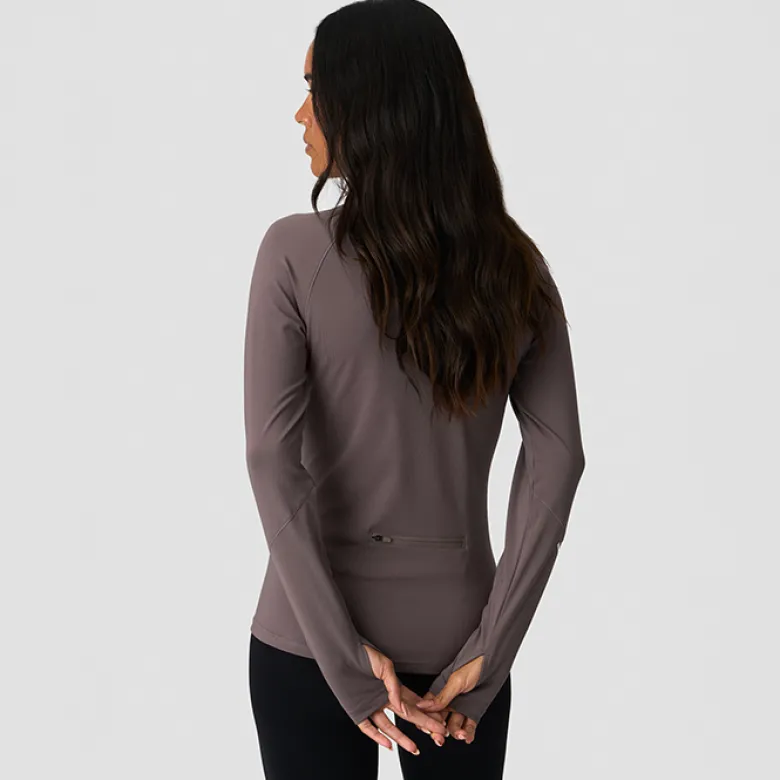 Everyday Long Sleeve Stripe 1/4 Zip, Dusty Brown