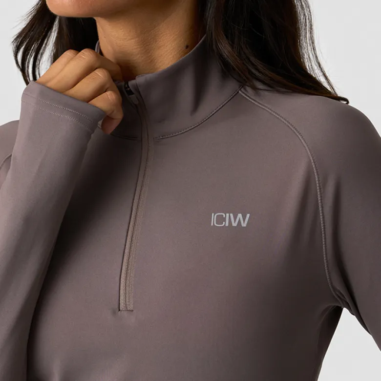 Everyday Long Sleeve Stripe 1/4 Zip, Dusty Brown