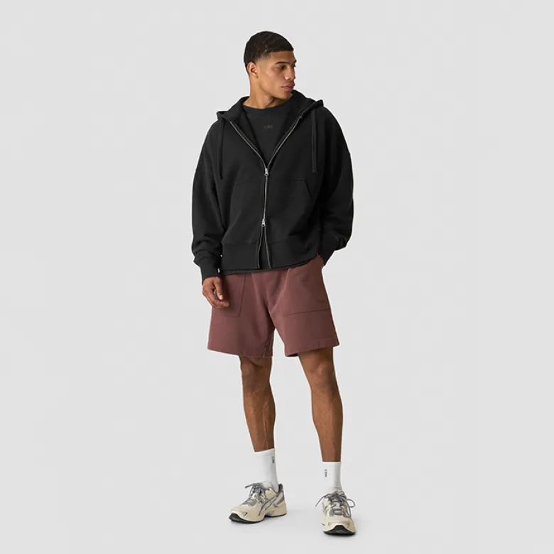 Grit Stonewashed Zipped Hoodie, Black