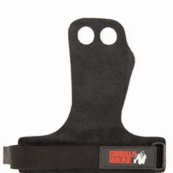2-Hole Leather Lifting Grips, Black