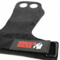 2-Hole Leather Lifting Grips, Black
