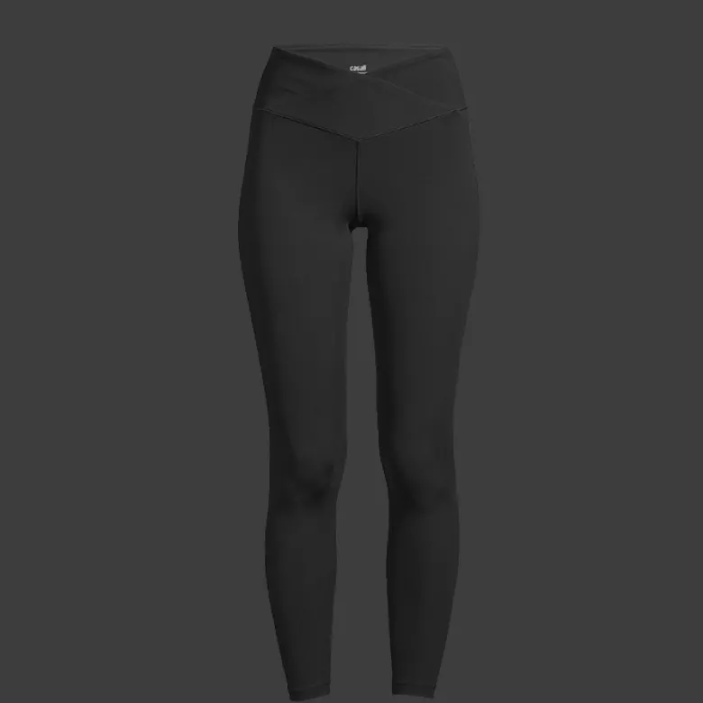 Overlap High Waist Tights, Black