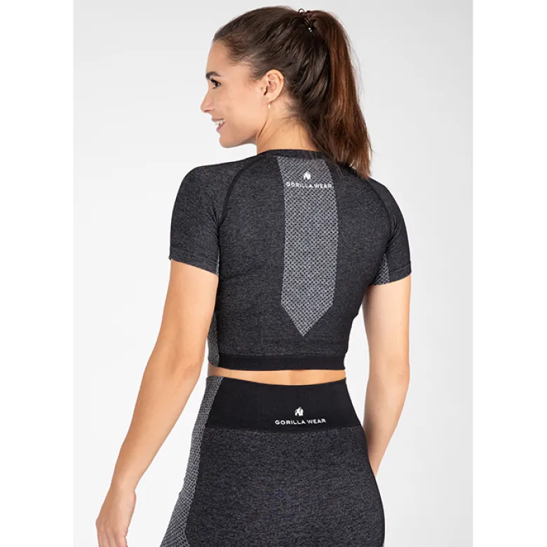 Selah Seamless Crop Top, Black