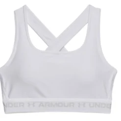UA Crossback Mid Bra, White/Halo Gray