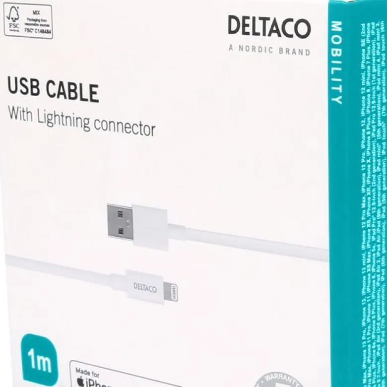 USB-A Lightning-Kabel 1 m, Vit