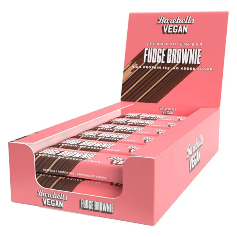 12 x Barebells Vegan Protein Bar, 55 g, Fudge Brownie