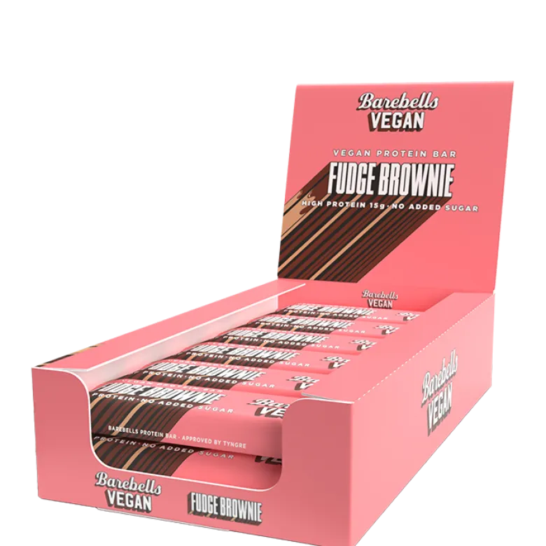 12 x Barebells Vegan Protein Bar, 55 g, Fudge Brownie